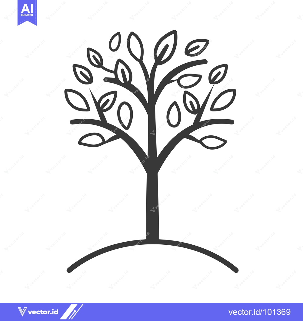 Premium Vector of Simple Stylized Black and White Tree Illustration