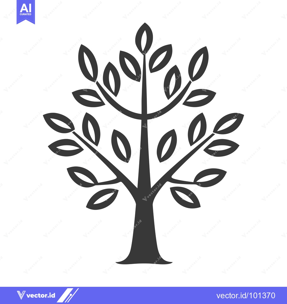 Premium Vector of Simple Stylized Black Tree with Rounded Leaves