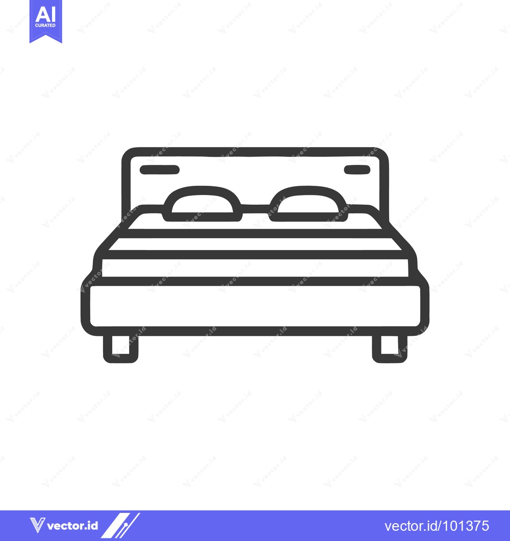 Premium Vector dari Minimalist Bed Icon: Clean Line Art for Interior Design Concepts