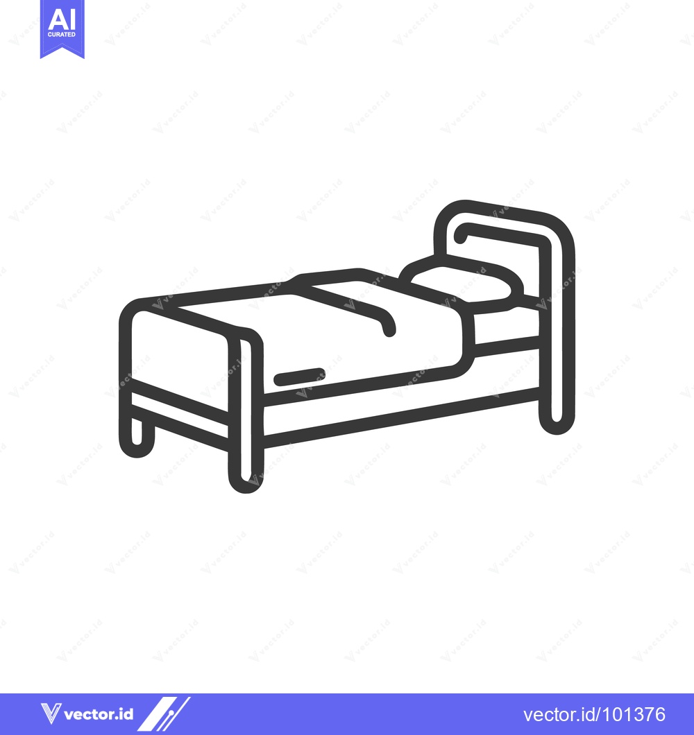 Premium Vector dari Minimalist Bed Icon: Simple Line Art Illustration on White Background