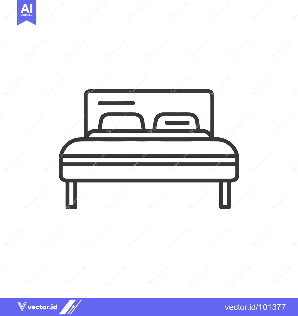Premium Vector dari Minimalist Bed Icon: Simple Line Art Illustration for Bedroom Design
