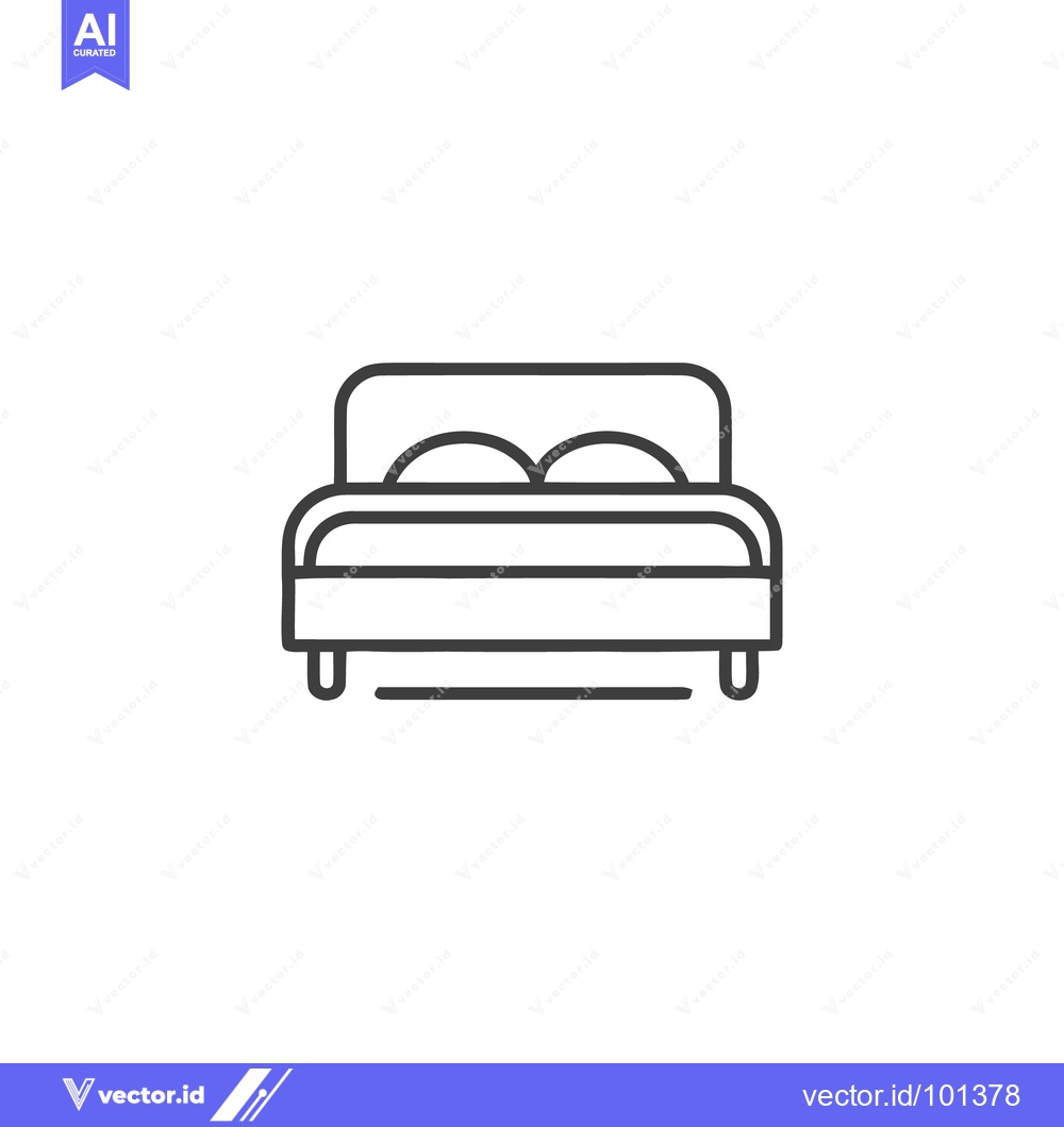 Premium Vector dari Minimalist Bed Icon: Clean Line Art for Interior Design Concepts