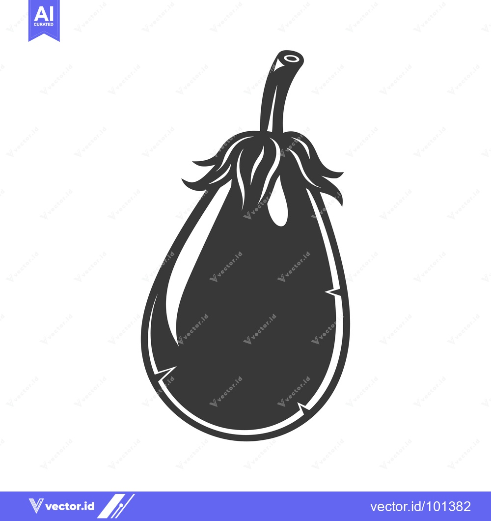 Premium Vector dari Single Black and White Silhouette of an Eggplant