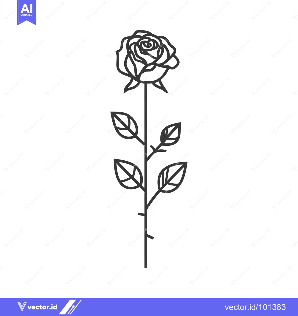 Premium Vector dari Single Black Line Art Illustration of a Rose