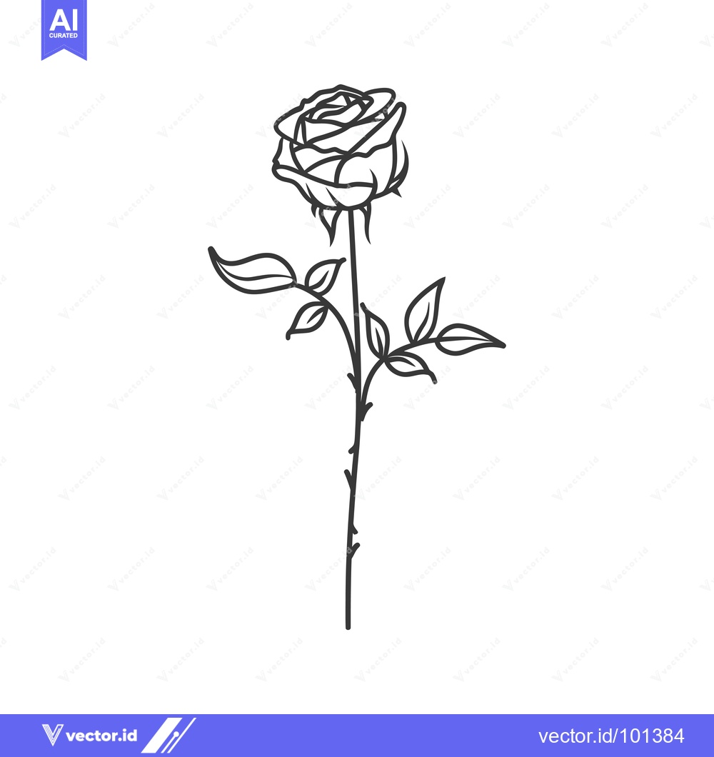 Premium Vector dari Single Black Line Drawing of a Rose