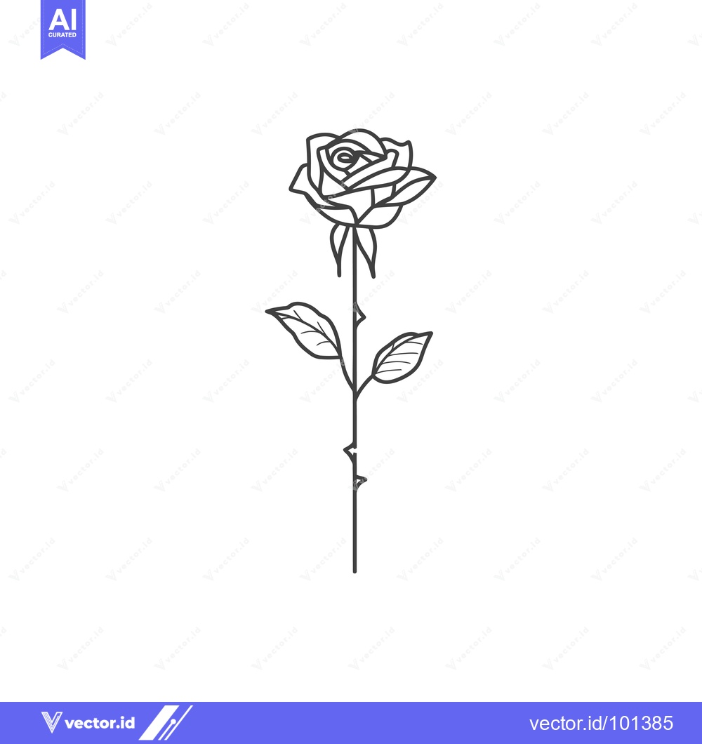 Premium Vector dari Single Black Line Drawing of a Rose