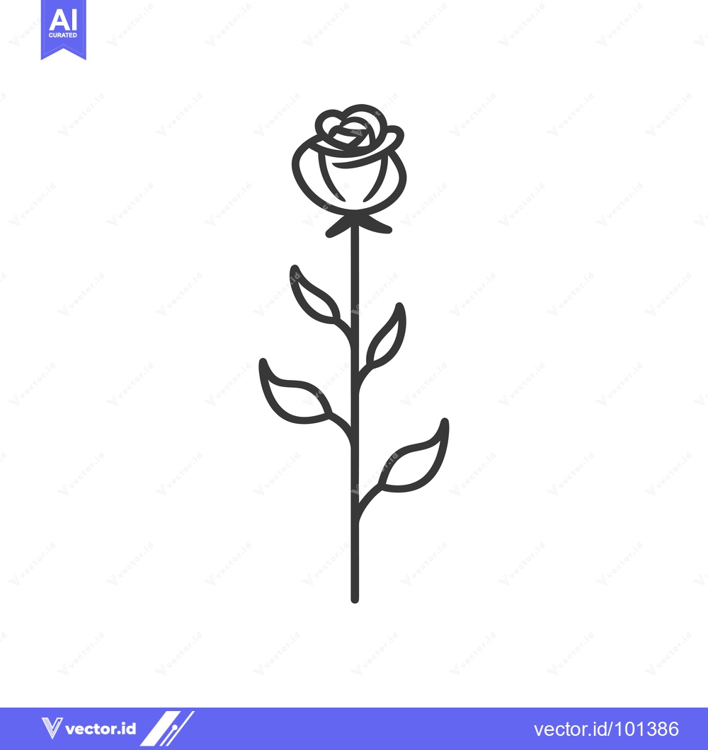 Premium Vector dari Single Black Line Drawing of a Rose