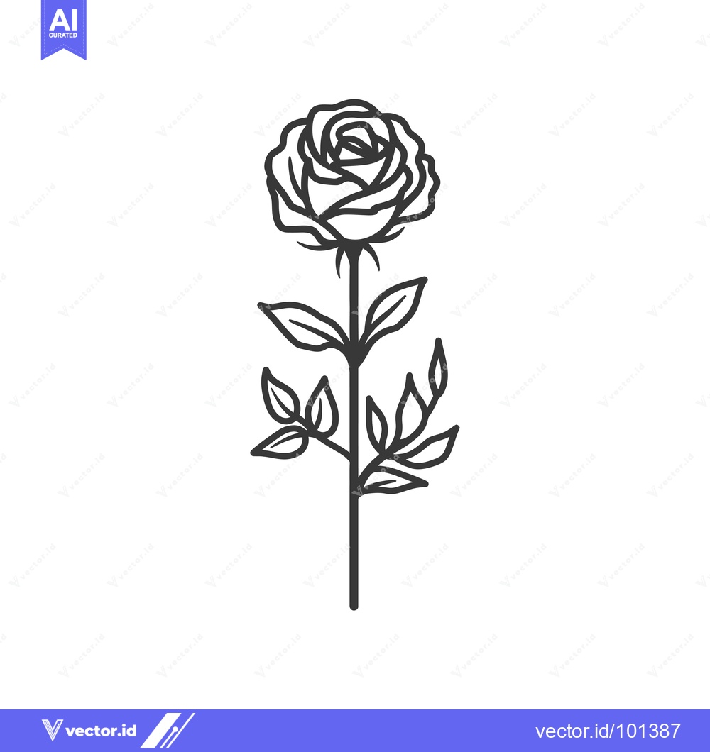 Premium Vector dari Single Black Line Drawing of a Rose