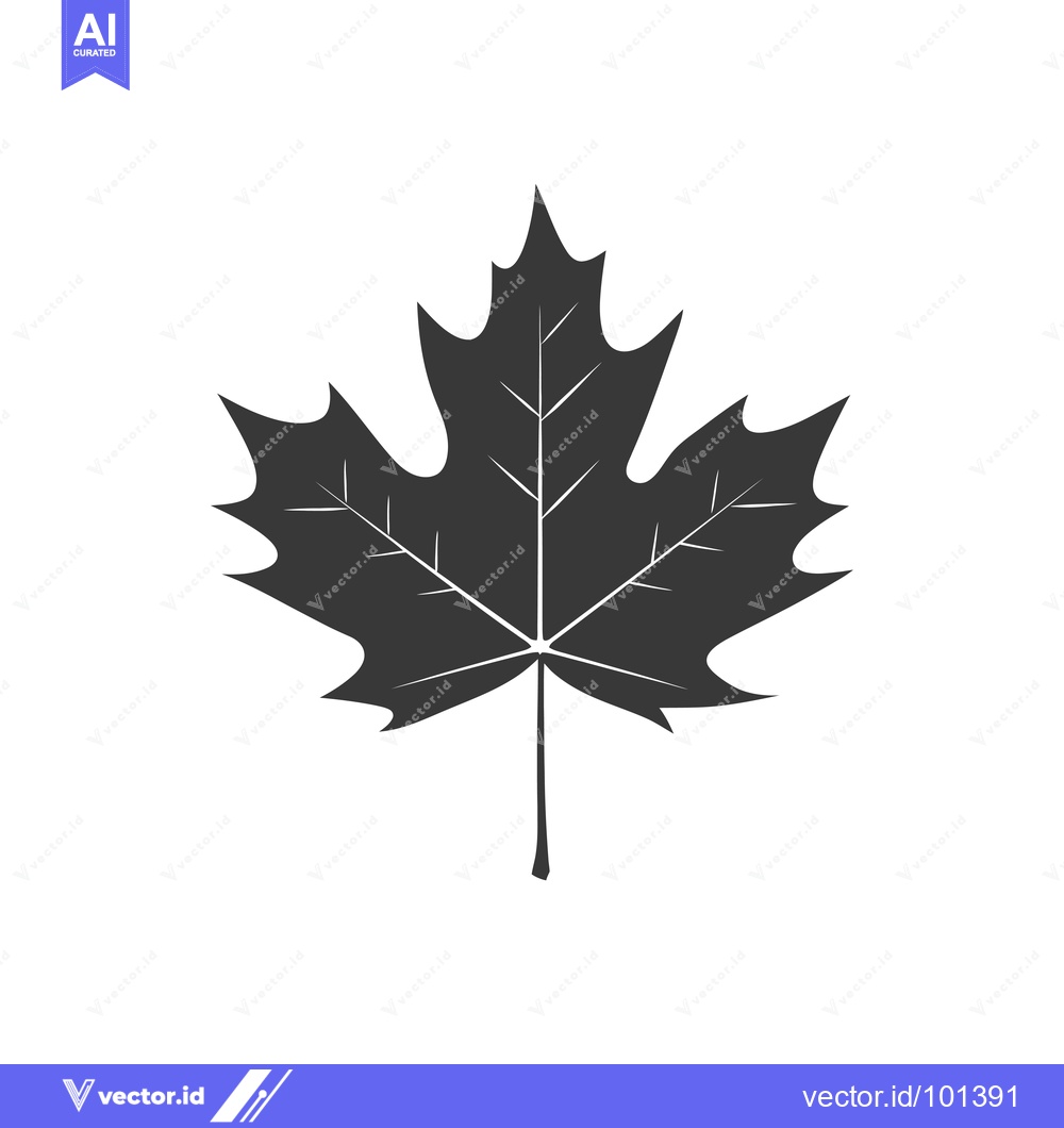 Premium Vector dari Single Black Silhouette of a Maple Leaf