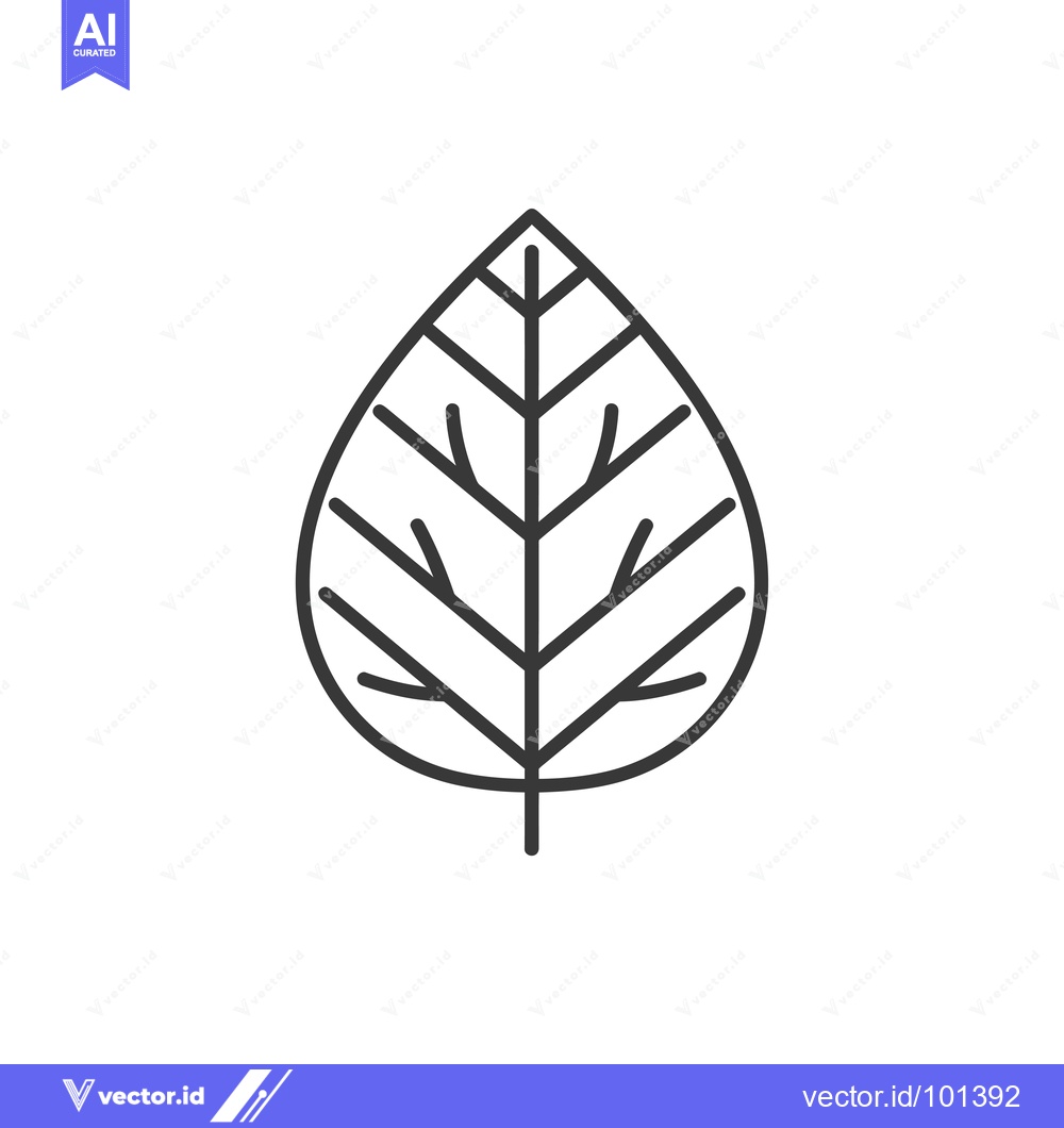 Premium Vector of Single, Detailed, Black and White Leaf Line Drawing