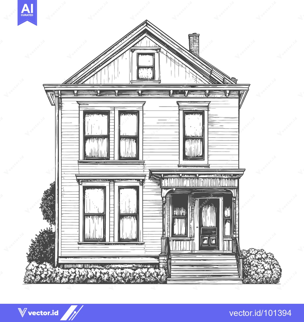 Premium Vector of Detailed black and white architectural illustration of a large vintage