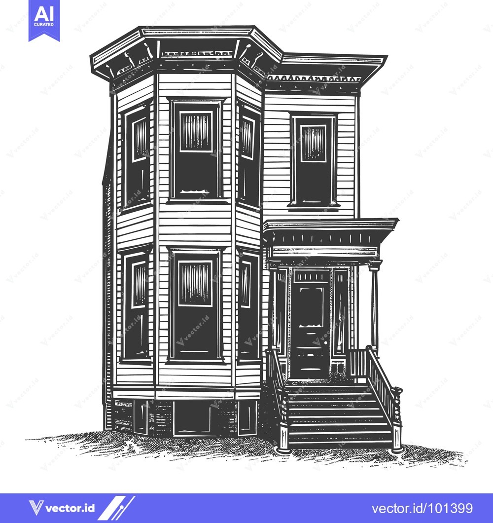 Premium Vector dari Detailed illustration of a classical victorian style residential build