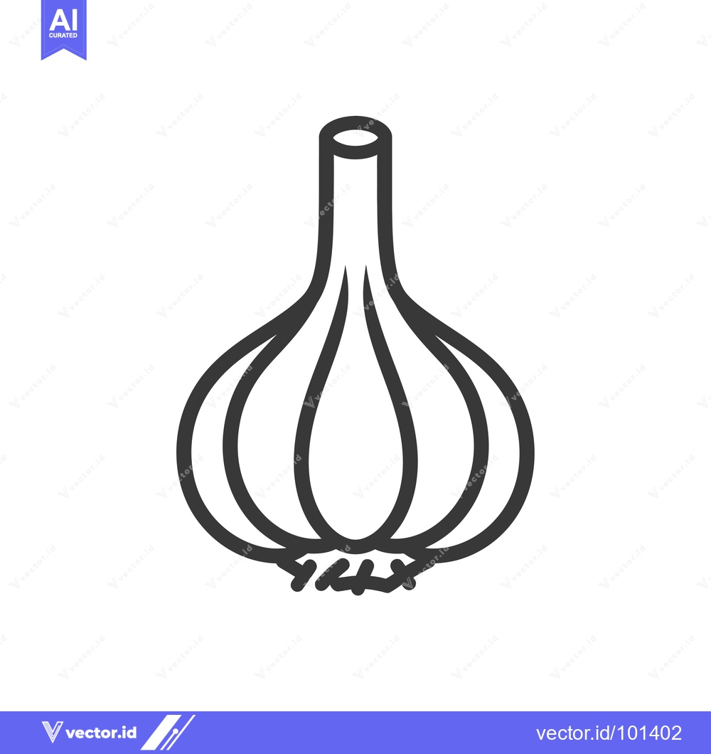Premium Vector dari Single Garlic Bulb with Roots Outline Icon