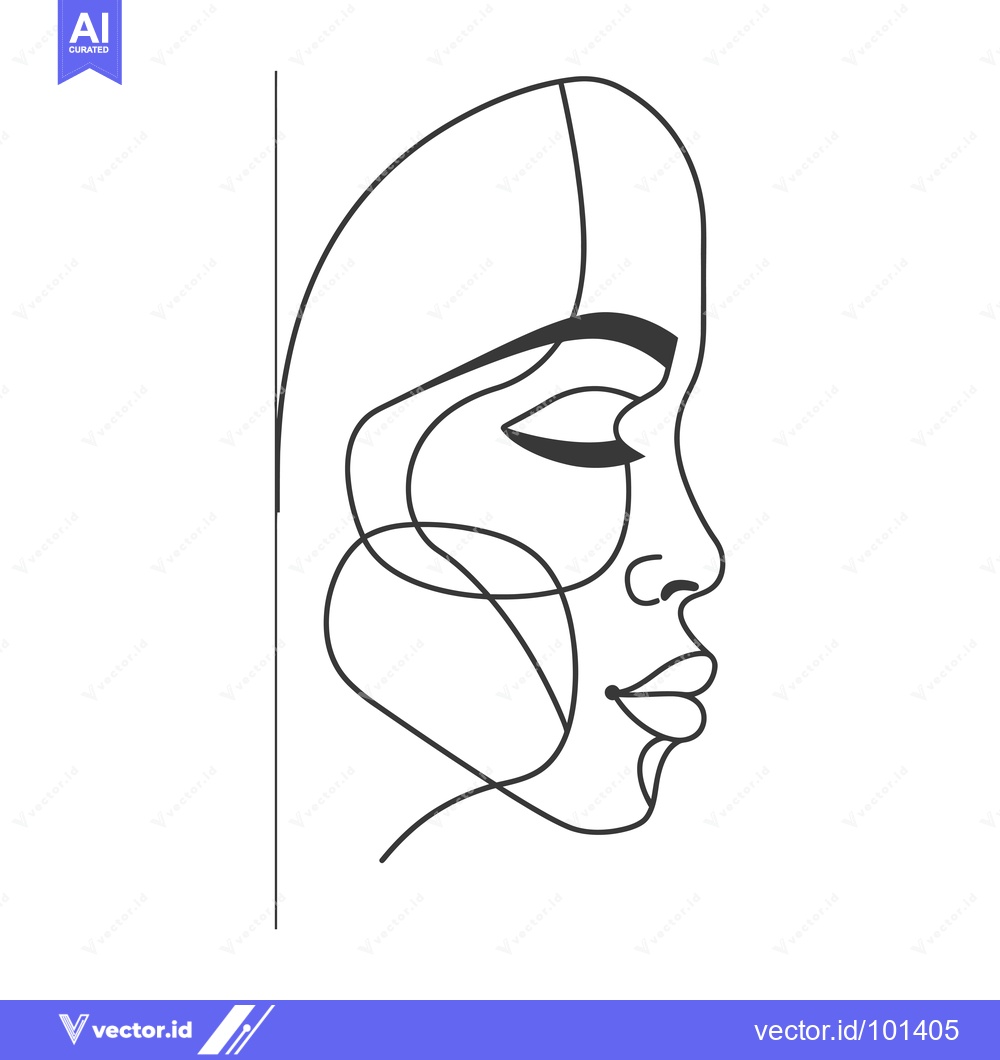 Premium Vector of Single-Line Abstract Portrait of a Woman's Face in Profile