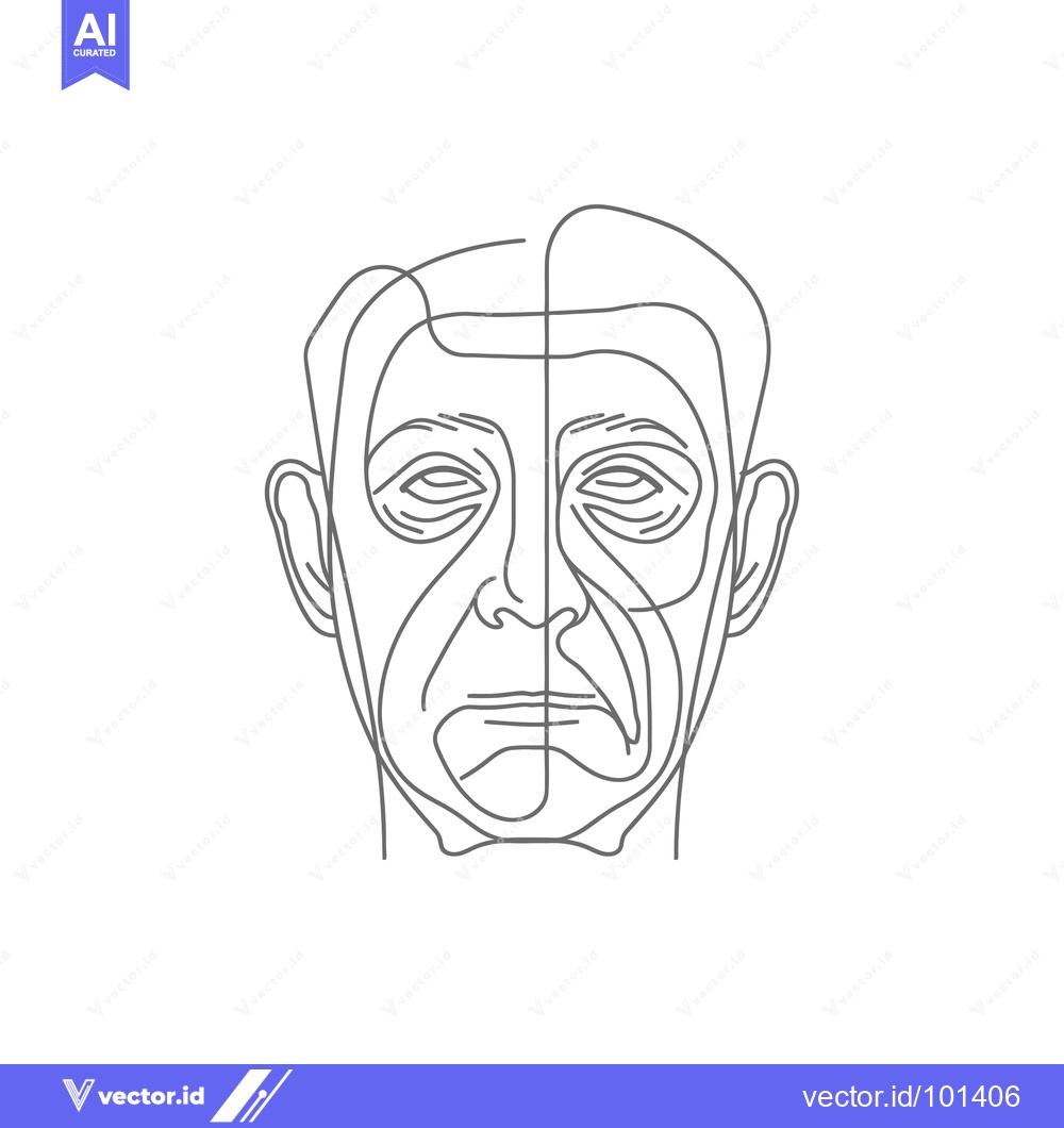 Premium Vector dari Single Line Art Drawing of a Man's Face