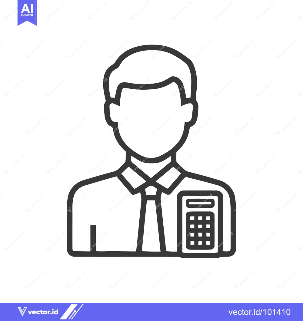 Premium Vector dari Minimalist Line Art Icon of a Faceless Accountant with Calculator