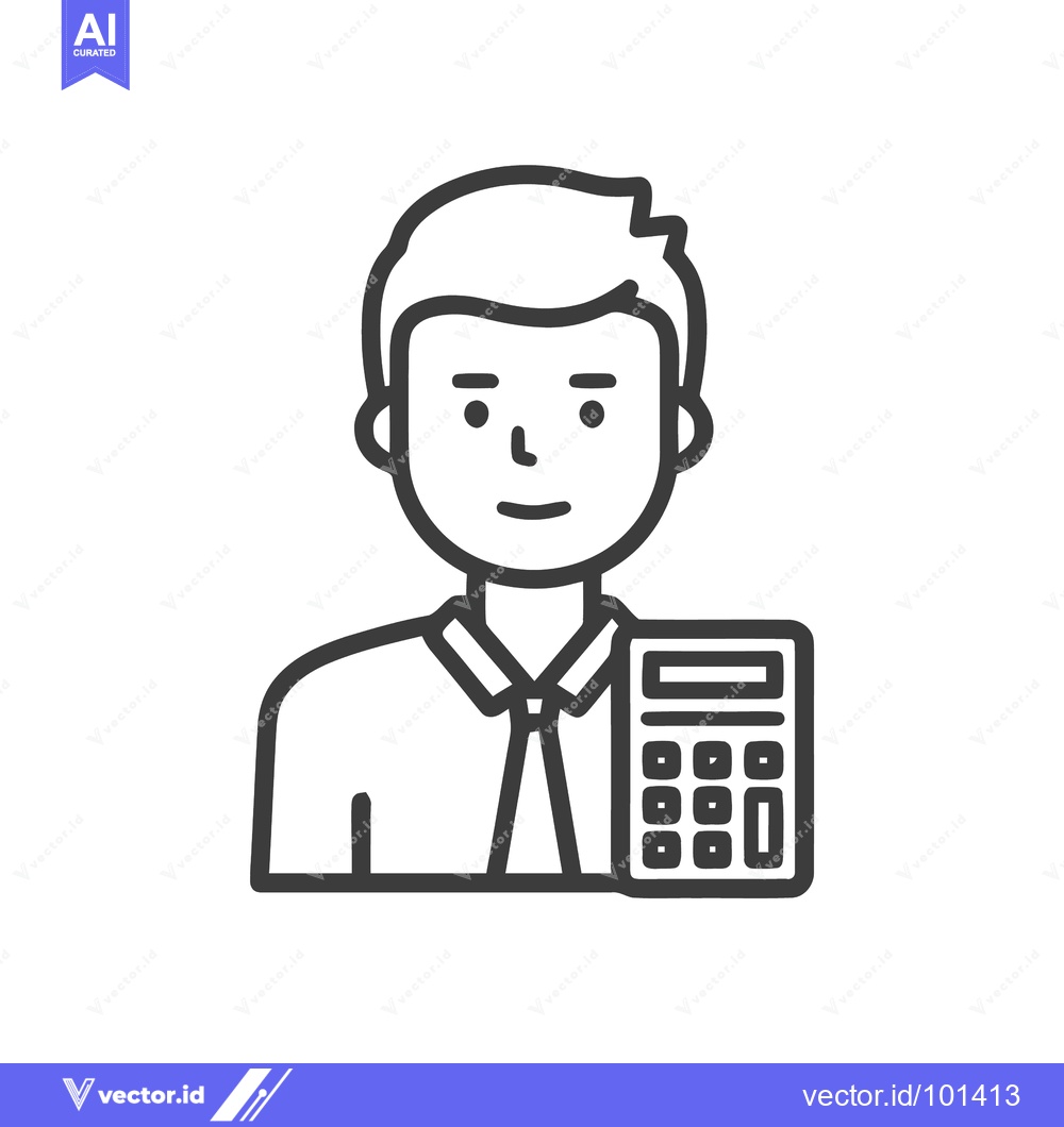 Premium Vector of Minimalist Line Icon of a Male Accountant or Financial Advisor Holding