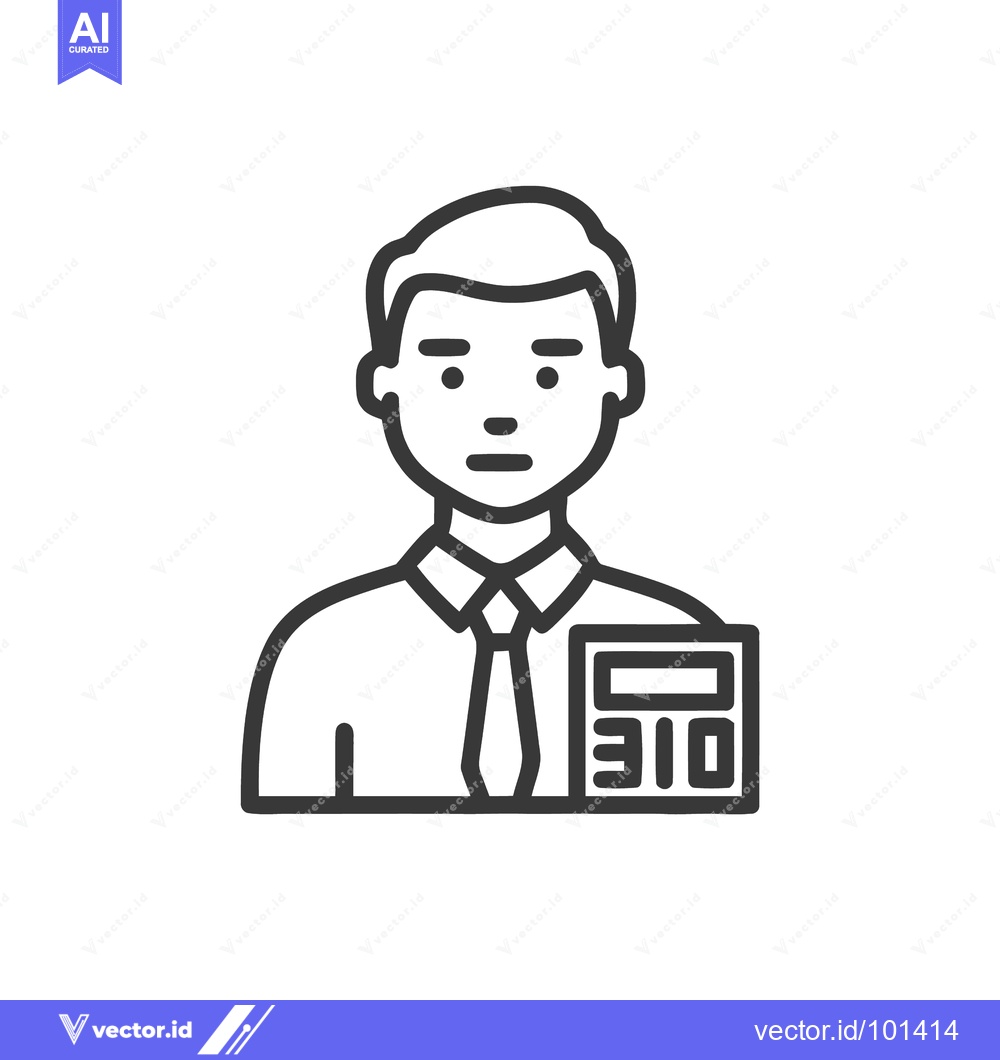 Premium Vector dari Financial Analyst Professional, Simple Outline Icon with Calculator