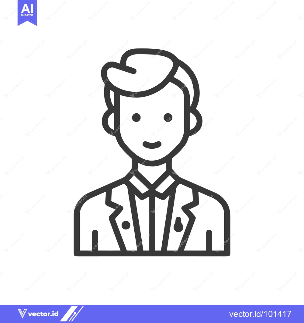 Premium Vector dari Modern Businessman Avatar Icon with a Stylized Quiff Hairstyle, Clean