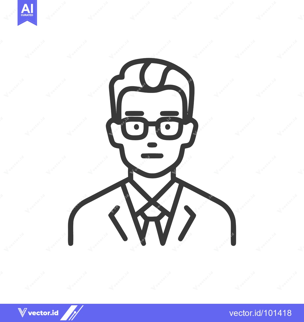 Premium Vector dari Modern Outline Icon of a Professional Man with Glasses and Suit