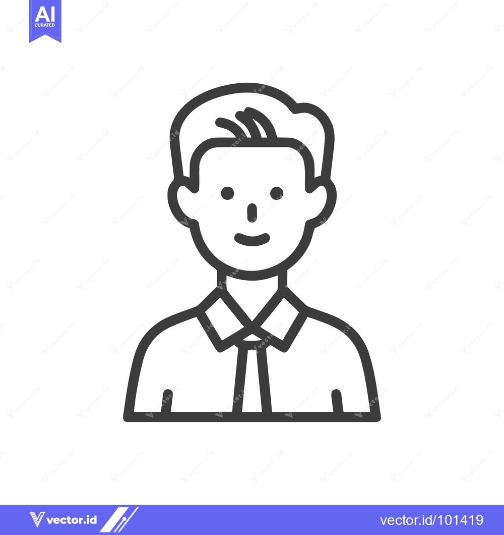 Premium Vector of Minimalist Line Art Icon of a Young Professional Man in a Shirt and Ti