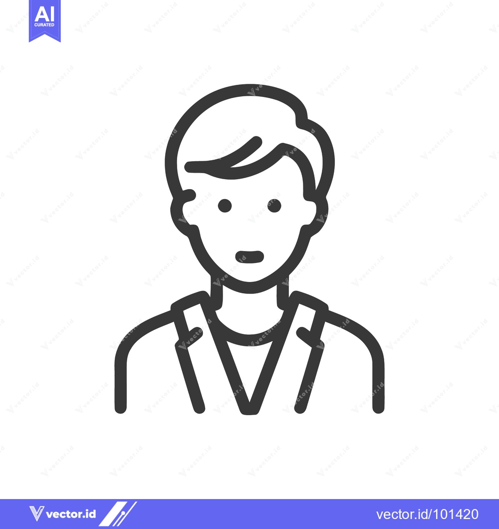Premium Vector of Minimalist Line Icon of Male User Avatar Profile, Simple Black and Whi