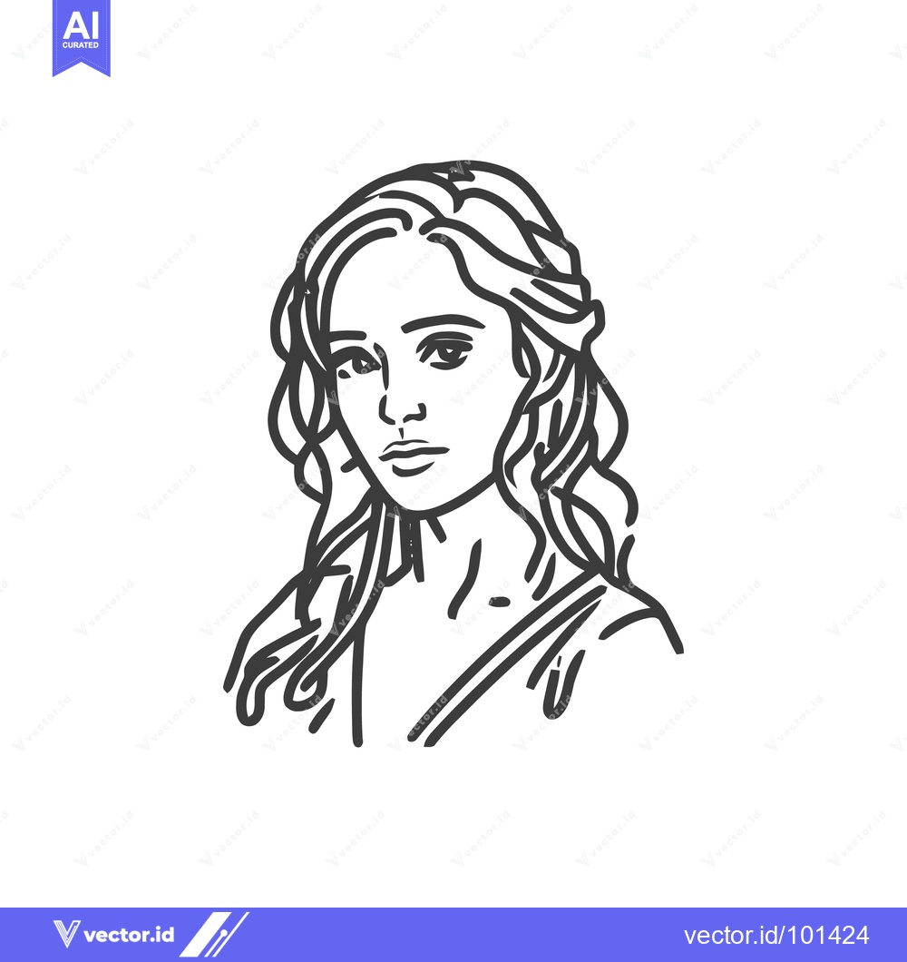 Premium Vector dari Graceful Bust Portrait of a Woman in Bold, Calligraphic Strokes