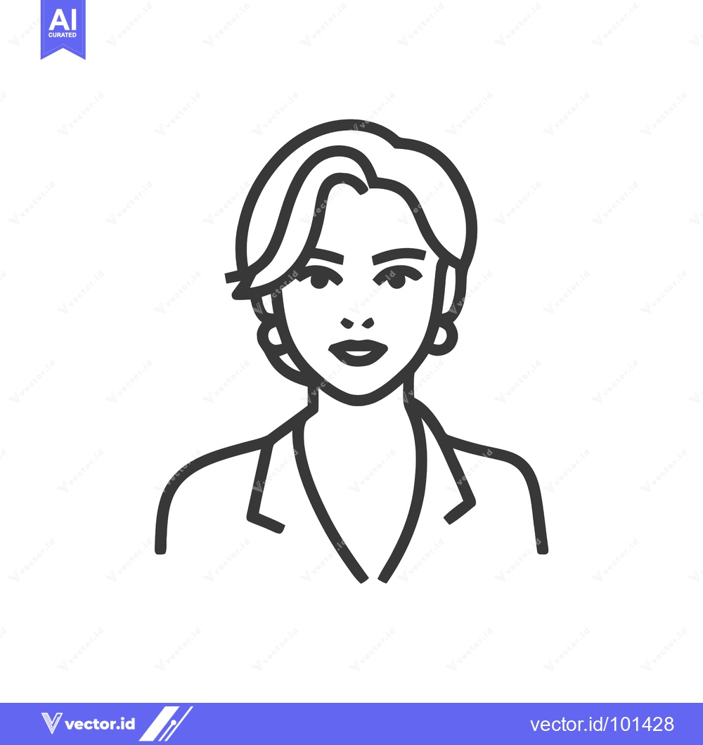 Premium Vector dari Confident Woman's Bust Portrait with Styled Hair and Blazer Line Icon