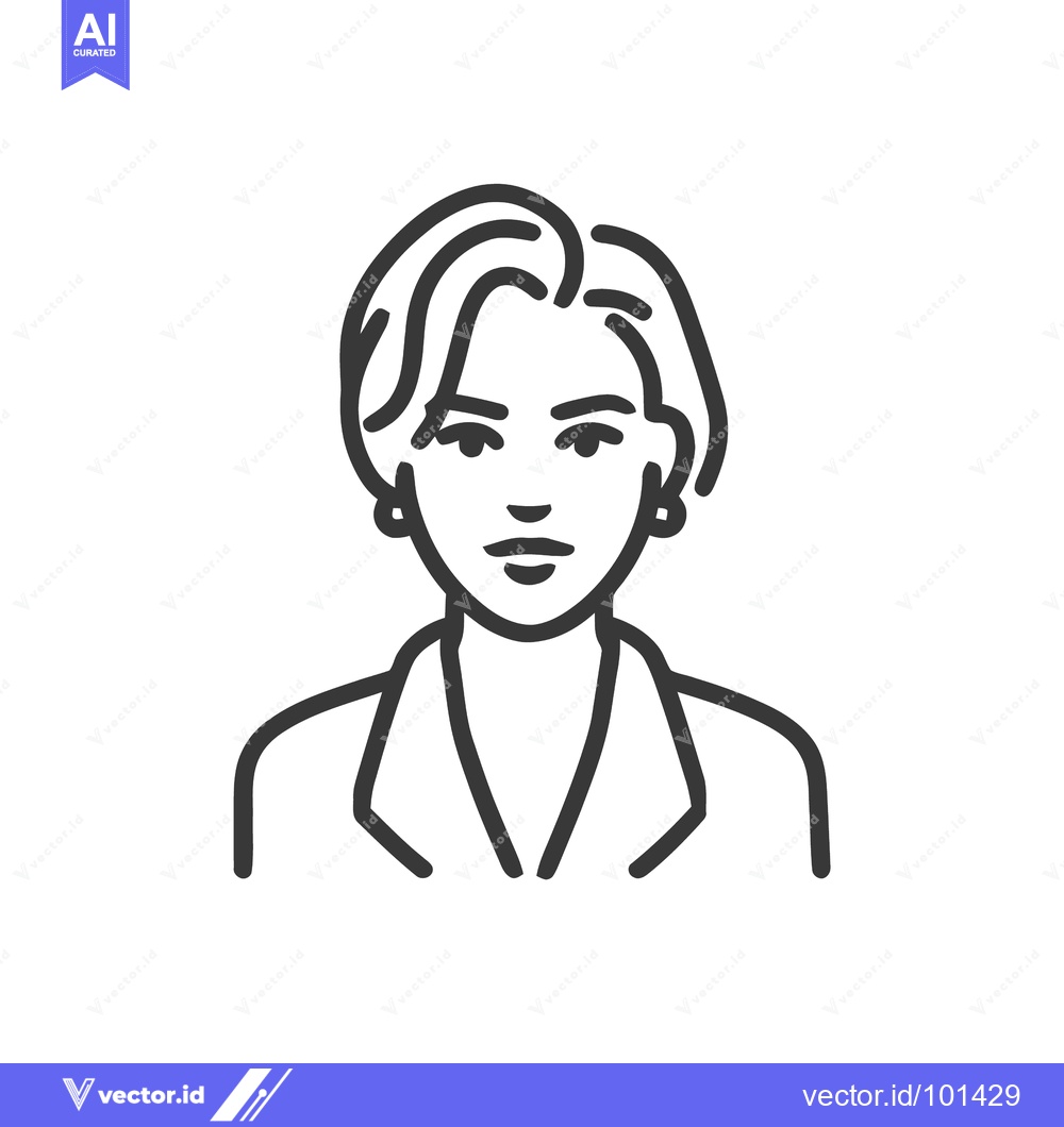 Premium Vector dari Elegant Professional Woman with Styled Short Hair, a Minimalist Line A