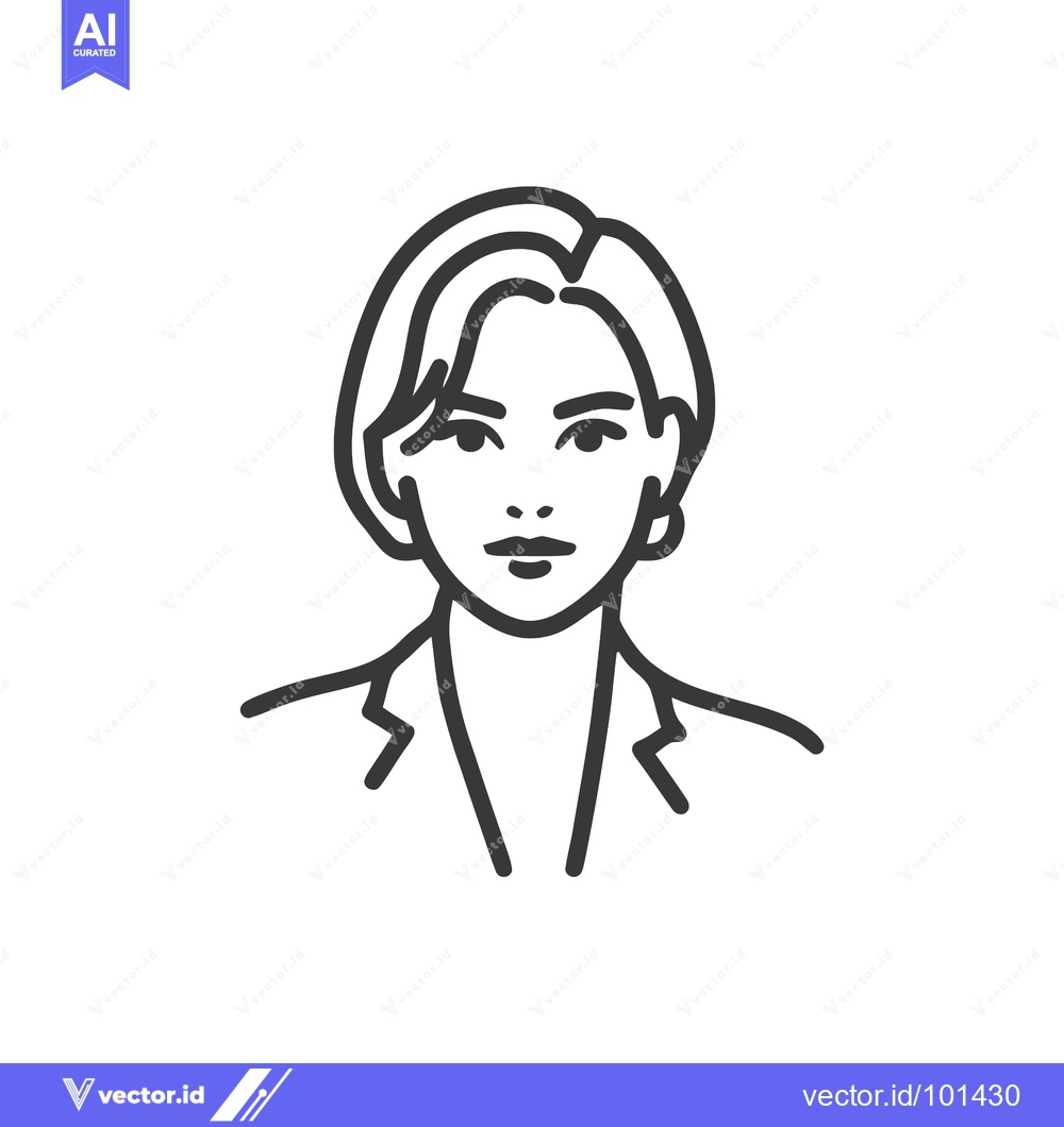 Premium Vector dari Confident Businesswoman with Short Hair, a Modern Minimalist Line Art
