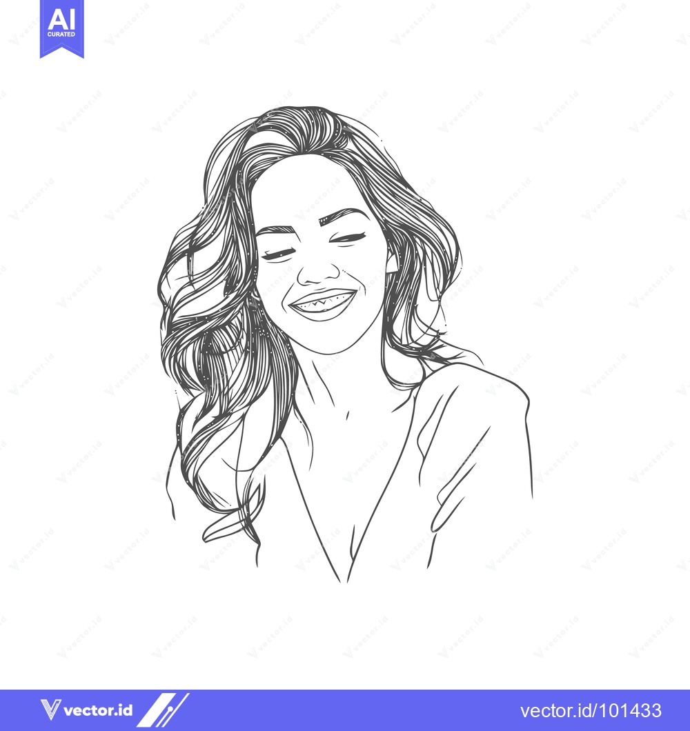Premium Vector dari Carefree Laughter Captured in a Textured Monochrome Line Drawing