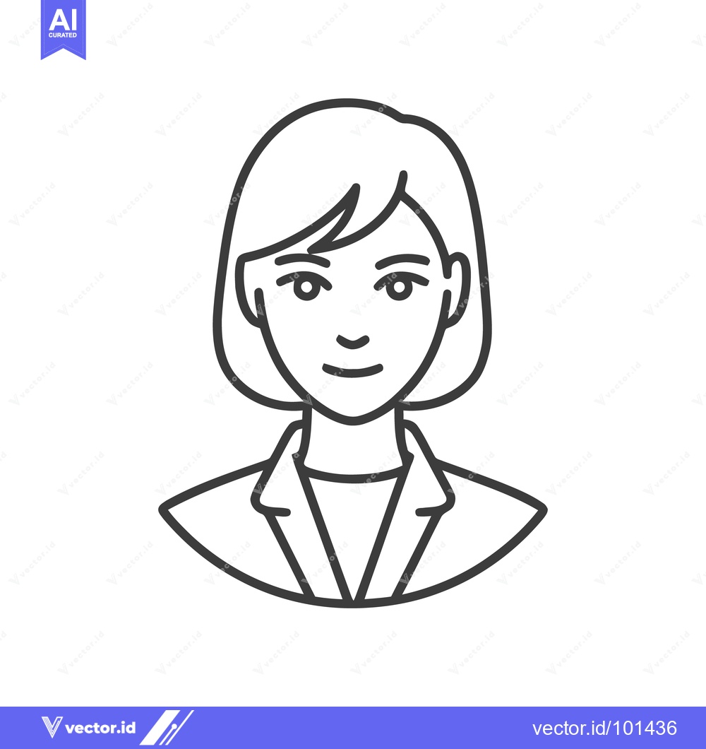 Premium Vector of Professional Woman Bust Icon, Minimalist Line Art for Business Profile