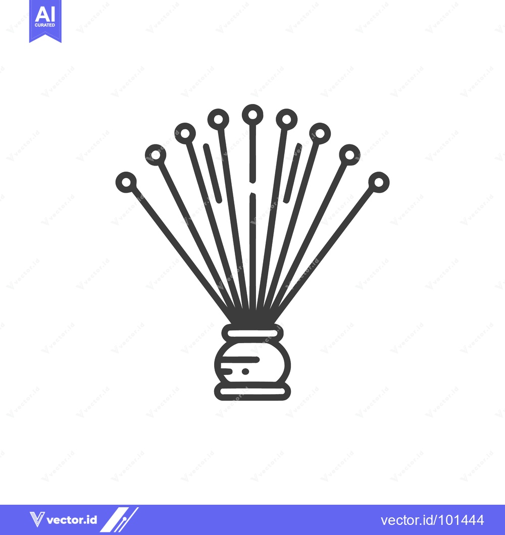 Premium Vector of Minimalist Line Art Icon of an Aromatic Reed Diffuser with Fanned Scen