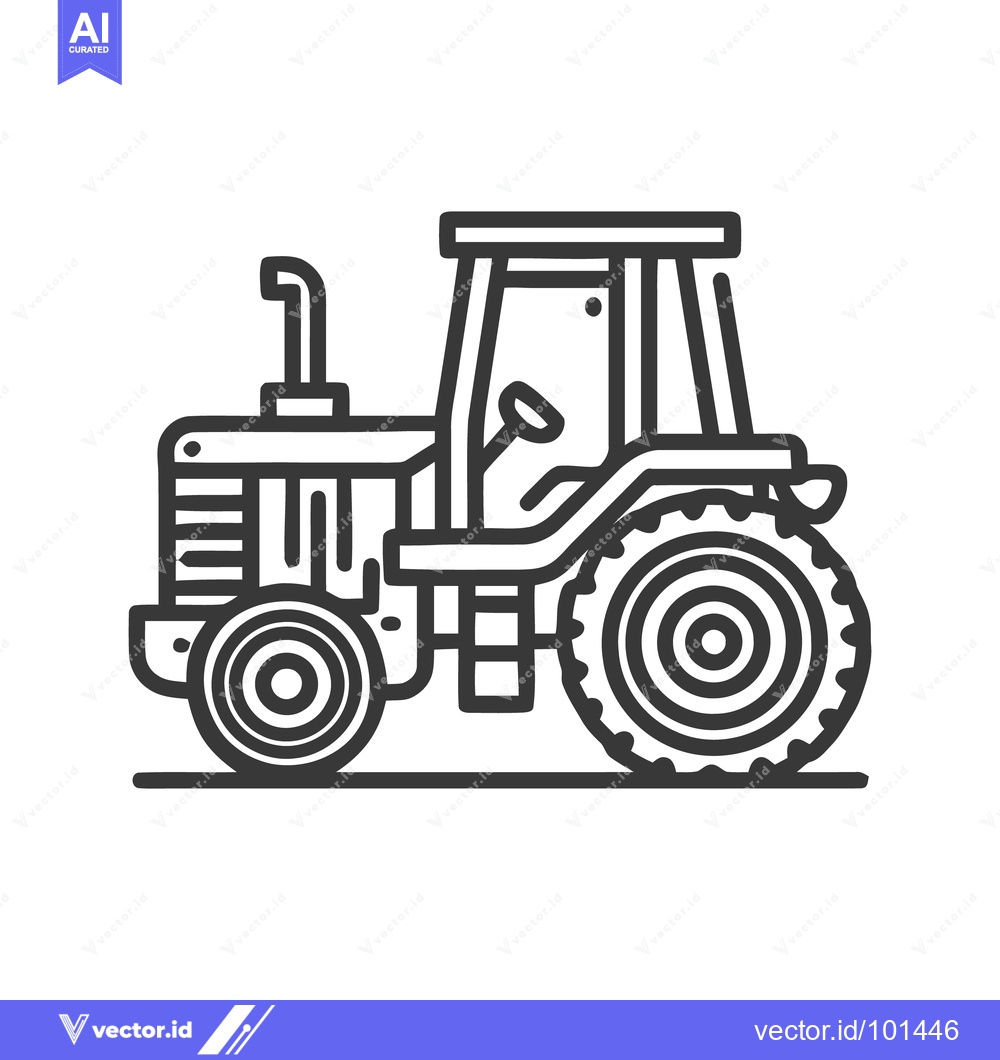 Premium Vector dari Modern Farm Tractor Profile in a Clean, Bold Line Art Style