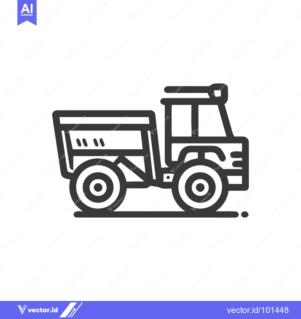 Premium Vector of Modern Monoline Icon of a Heavy Articulated Dump Truck