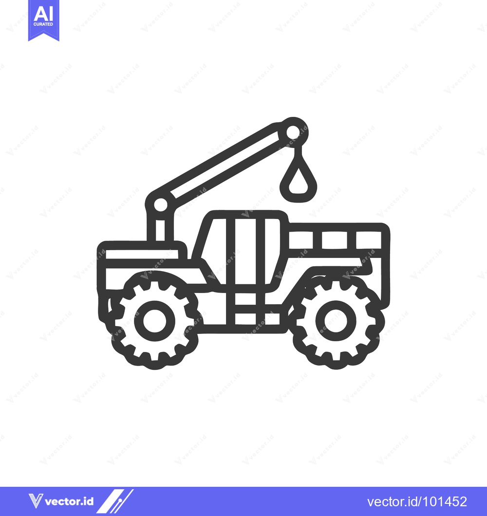 Premium Vector dari Monochrome Line Art Icon of an Off-Road Truck with a Crane and Liquid