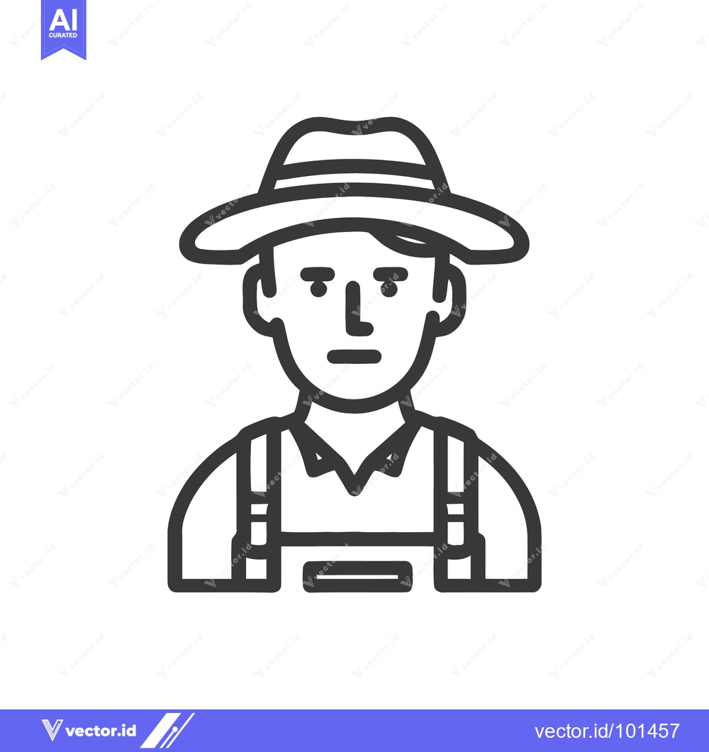 Premium Vector dari Stoic Farmer Bust Portrait in Minimalist Line Art Style