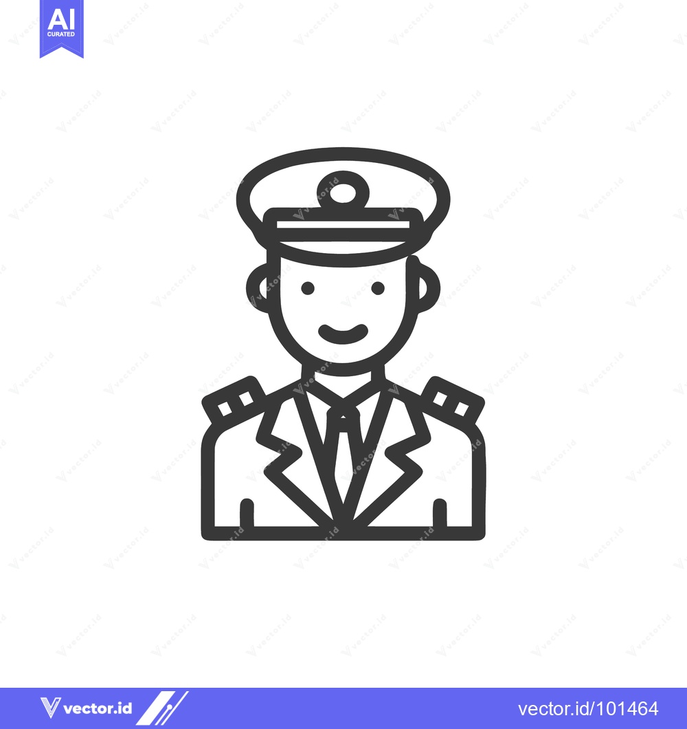 Premium Vector dari Smiling Pilot or Captain in Uniform Minimalist Line Art Icon