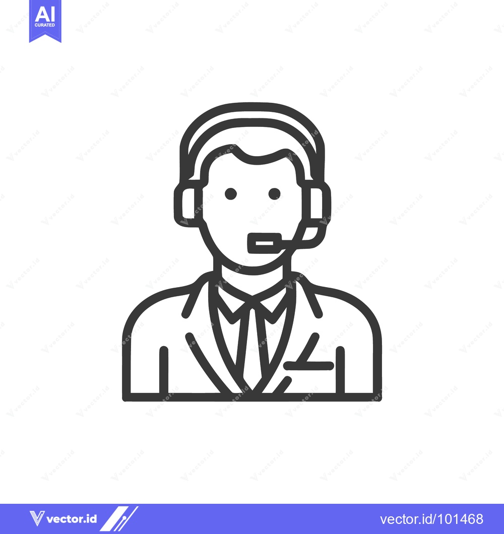 Premium Vector dari Professional Call Center Operator in a Suit, a Minimalist Line Icon