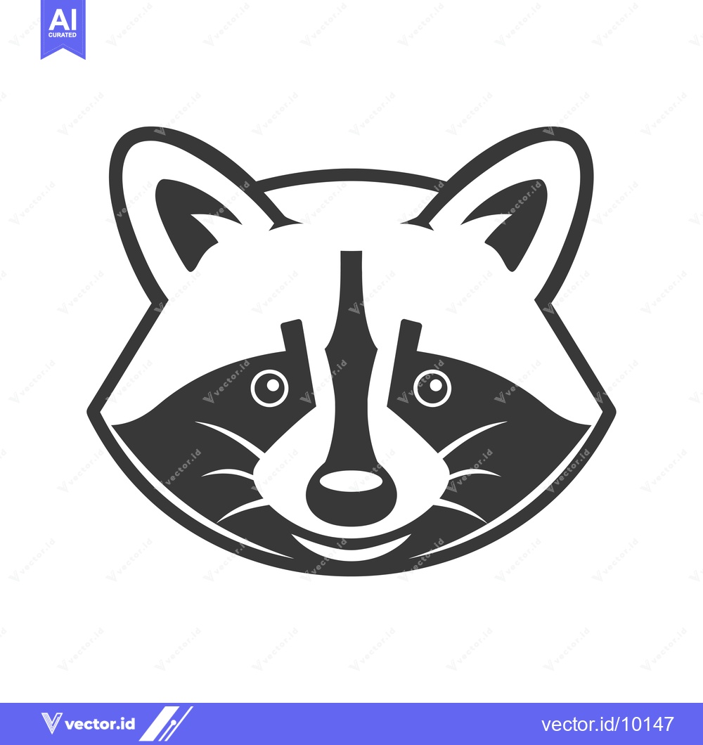 Premium Vector dari A black and white cartoon raccoon face with a smile