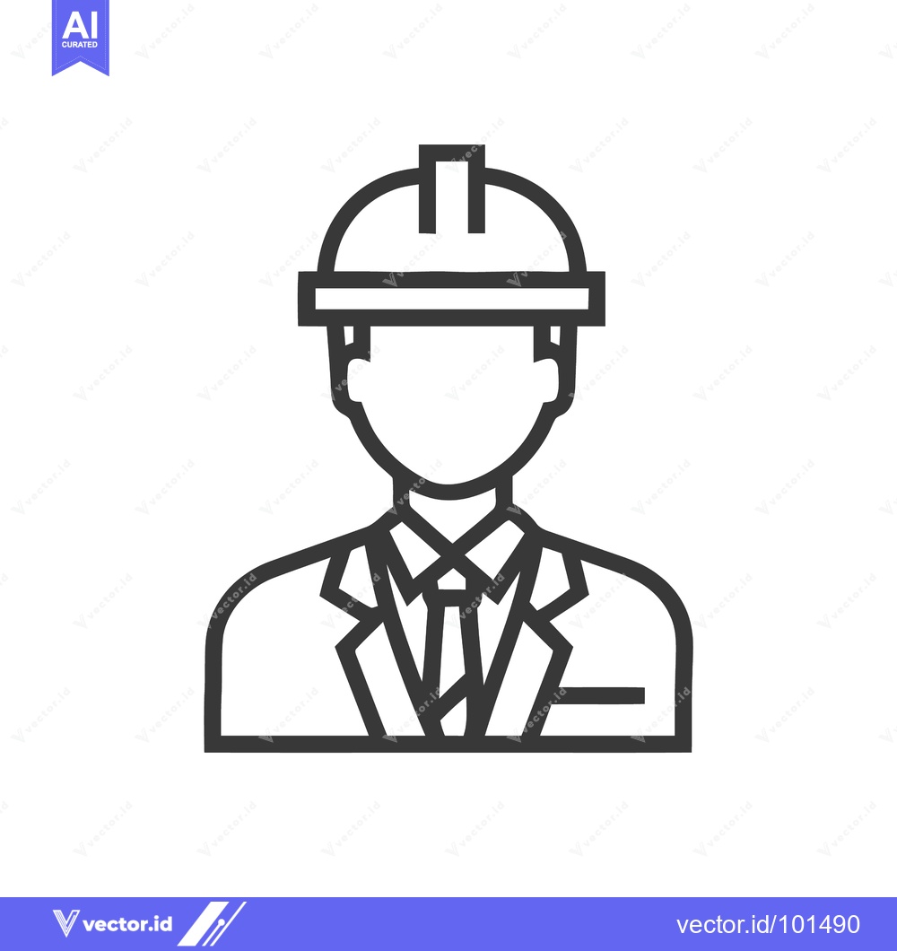 Premium Vector of Modern Engineer Icon: Faceless Professional in Hard Hat and Suit, Mini