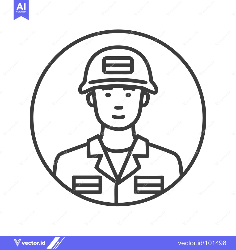Premium Vector of Minimalist Line Art Icon of Construction Worker or Engineer in Hard Ha