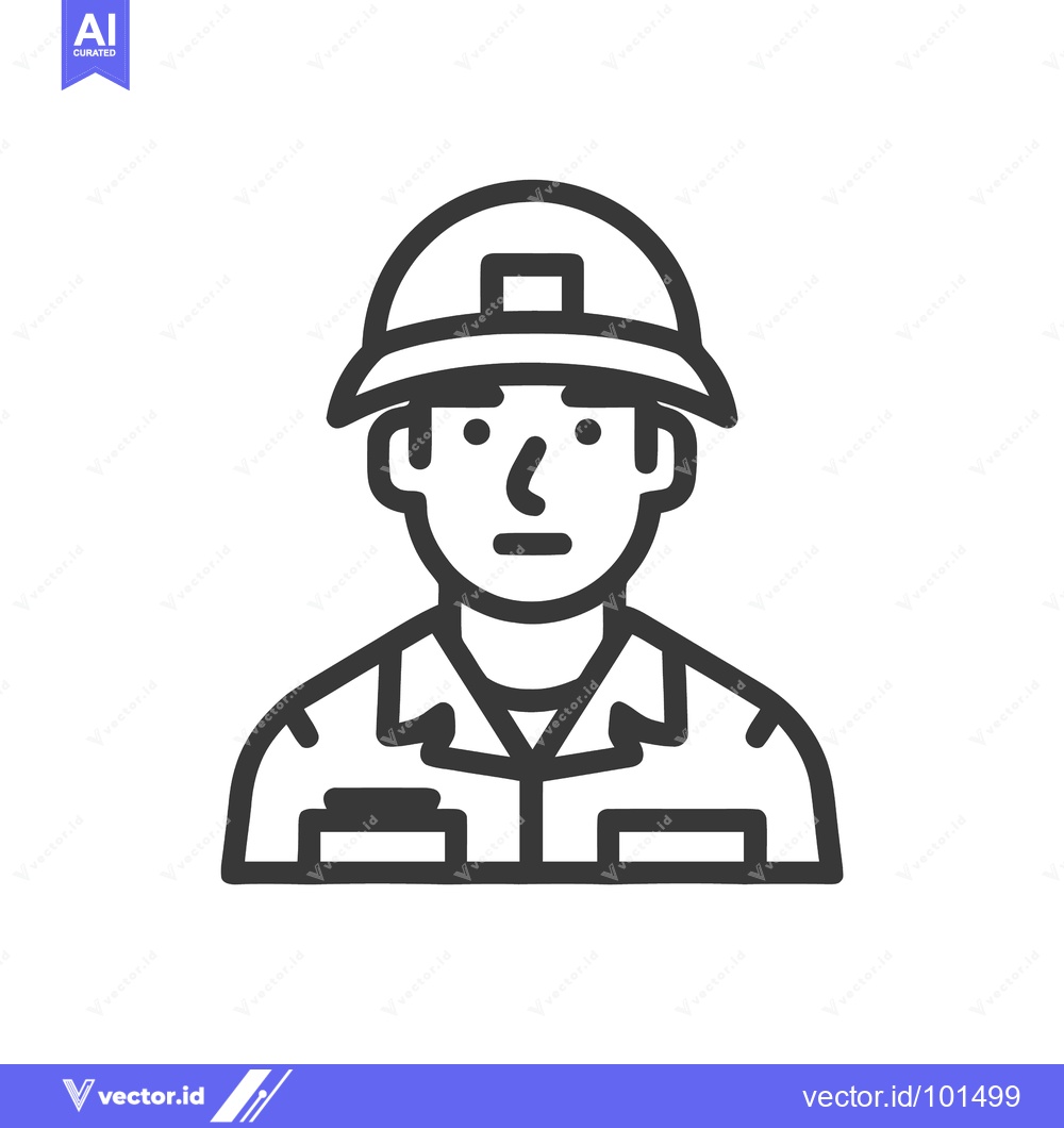 Premium Vector dari Minimalist Line Art Icon of Construction Worker or Engineer in Hard Ha