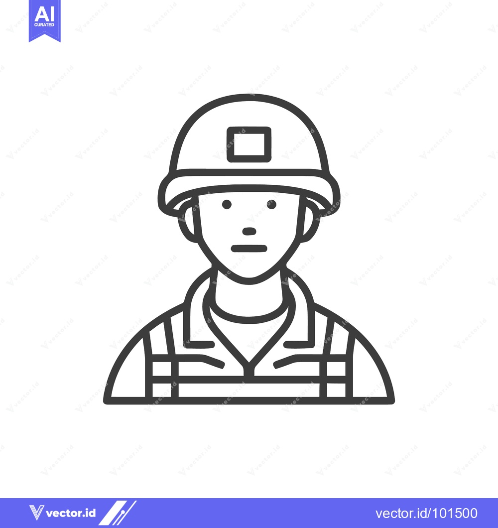 Premium Vector dari Modern Line Art Icon of a Construction Worker or Engineer in Hard Hat