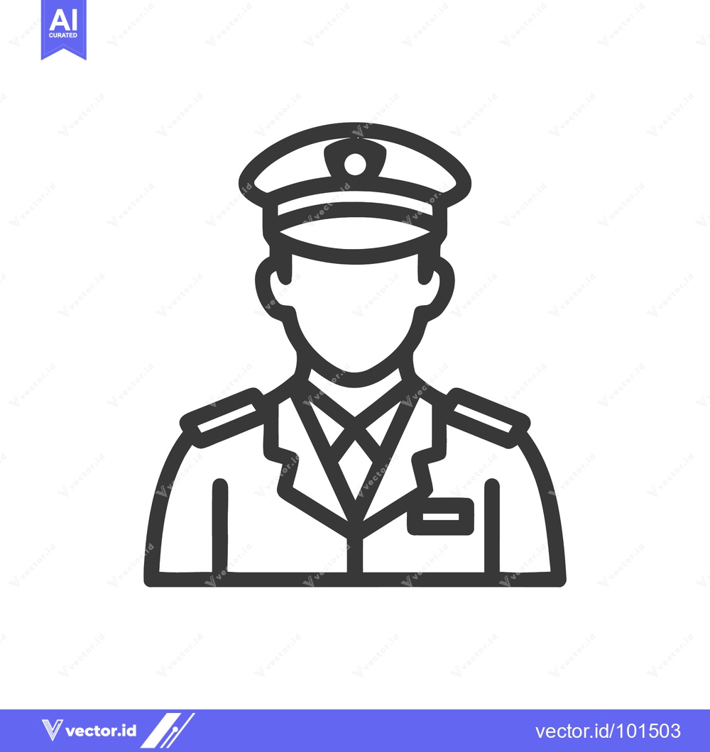 Premium Vector dari Faceless Uniformed Officer or Pilot Line Icon on White Background