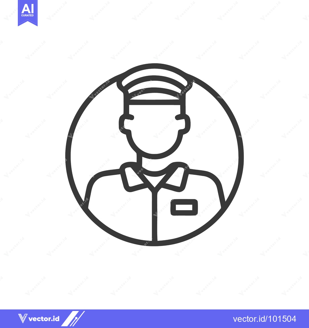Premium Vector dari Simple Line Art Icon of a Faceless Service Worker in Uniform and Cap