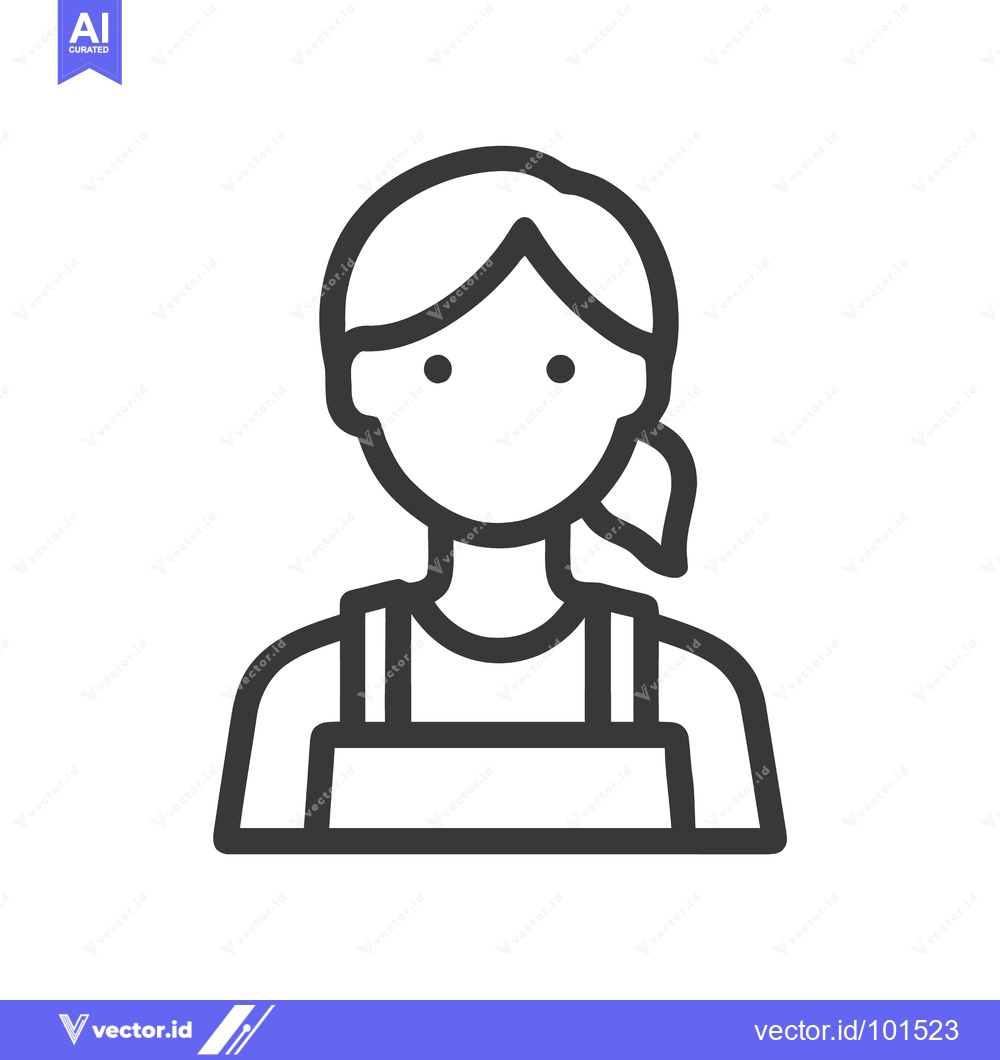 Premium Vector dari Minimalist line art icon of a woman in an apron, a simple and clean ve