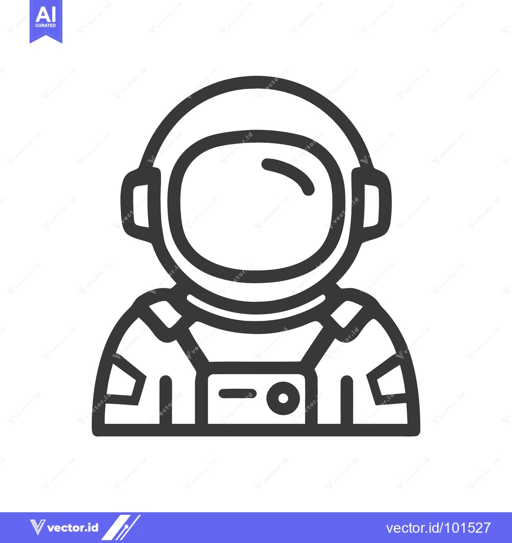 Premium Vector dari Bold Outline Astronaut Icon: A Minimalist Spaceman Portrait for Modern