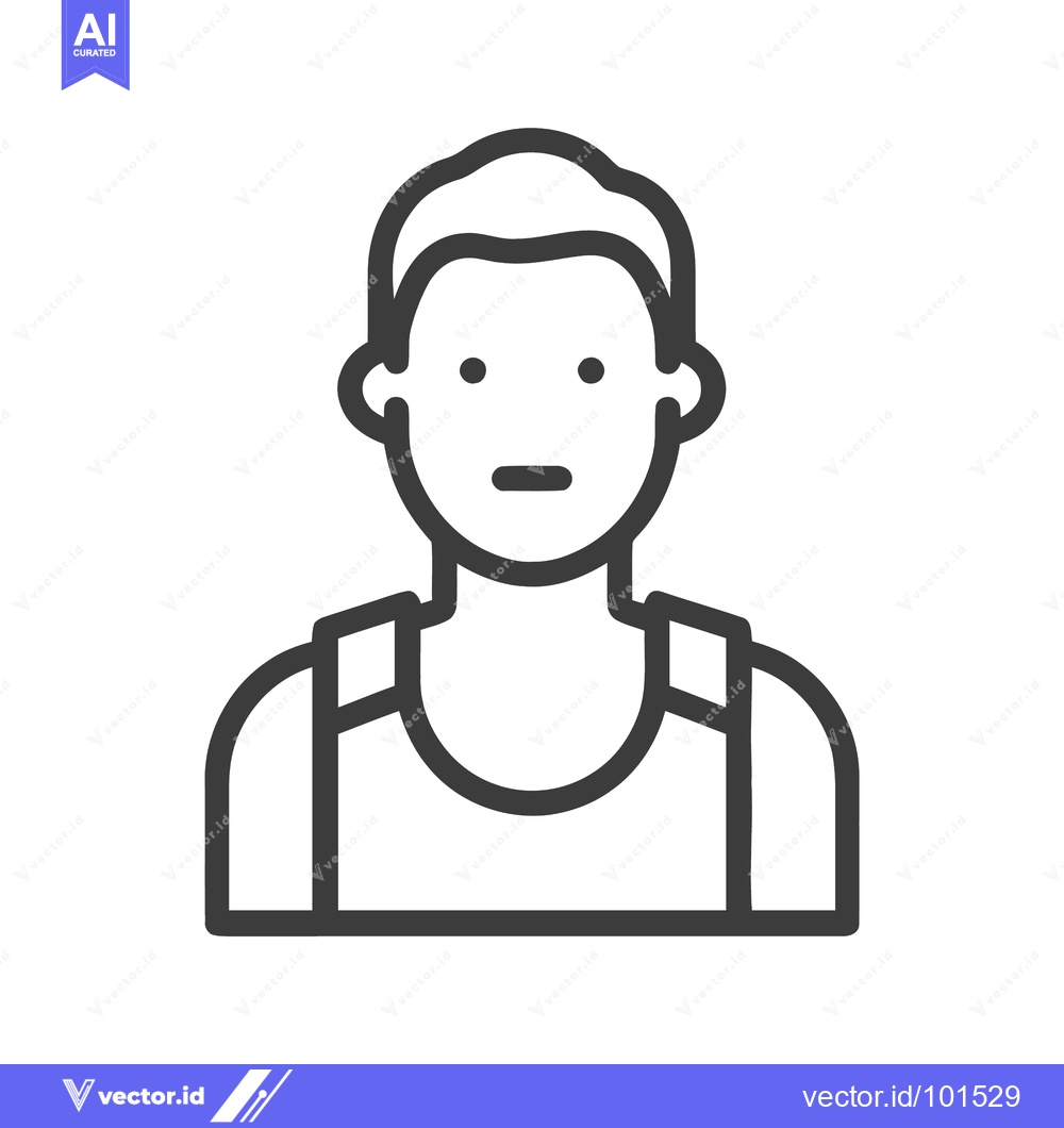 Premium Vector of Simple Line Art Icon of a Male Avatar in a Tank Top