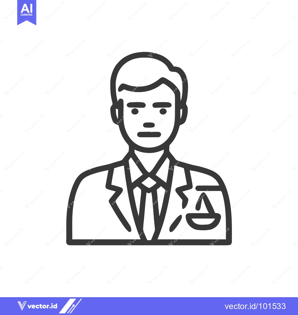 Premium Vector dari Professional Lawyer Line Art Icon with Scales of Justice Symbol